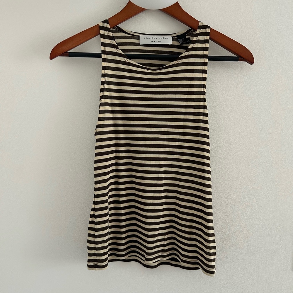 Silk Tan and Brown Tank Sz XS